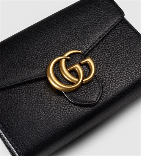 Gucci chain wallet black leather